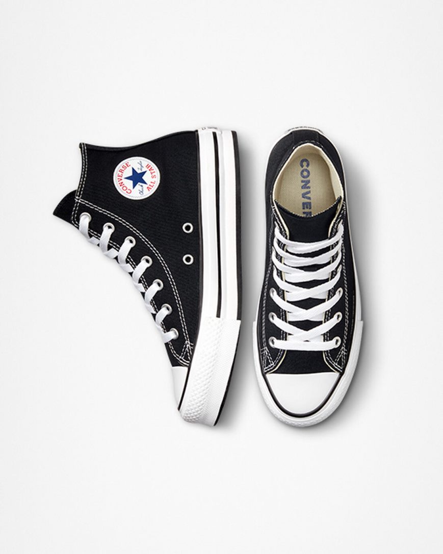 Topanky Na Platforme Converse Chuck Taylor All Star Lift Vysoke Dievcenske Čierne Biele Čierne | SK DFQHB5